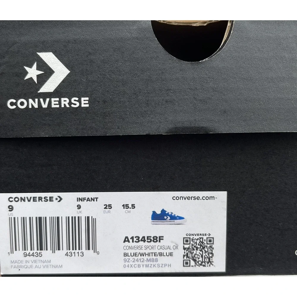 Converse Toddler Boys Slip-on Sneaker Sz 9 Royal Blue-White Canvas Casual Shoes